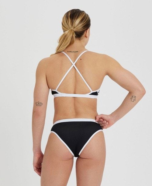 Arena Icons Solid Cross Back Bikini Black / White | LBCSONX-57