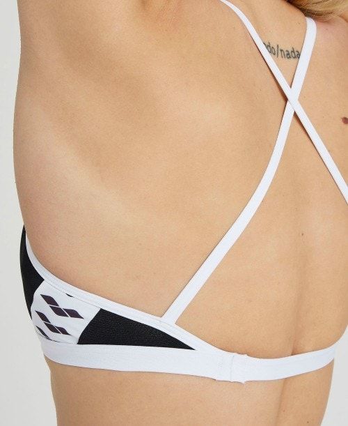 Arena Icons Solid Cross Back Bikini Black / White | LBCSONX-57