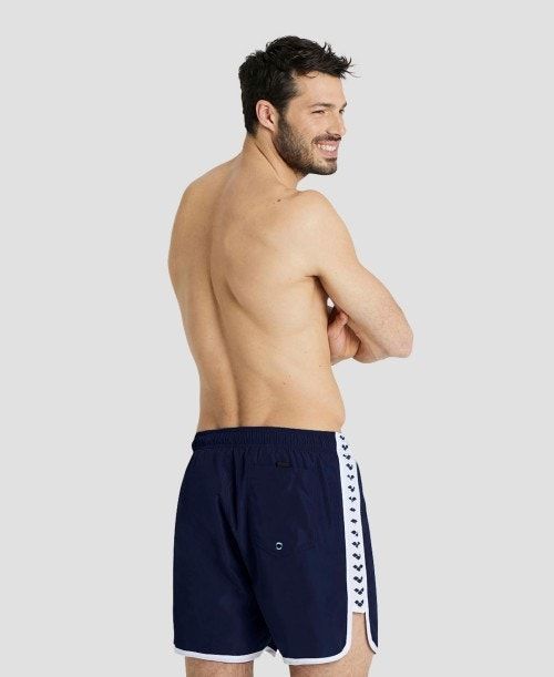 Arena Icons Team Stripe Boxer Navy / White | POKETND-50