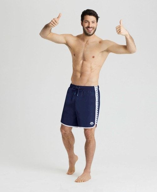 Arena Icons Team Stripe Boxer Navy / White | POKETND-50