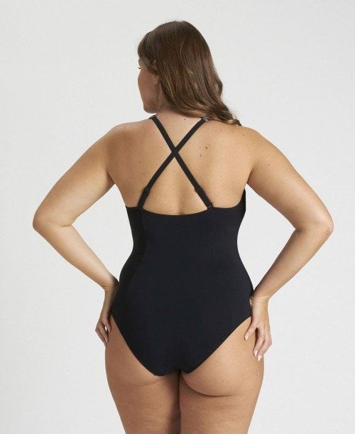 Arena Isabel Light Cross Back One Piece Plus Black / White | IGEBAHZ-06