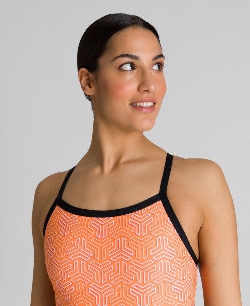 Arena Kikko Challenge Back One Piece Black / Multicolor Orange | QRVONMI-03