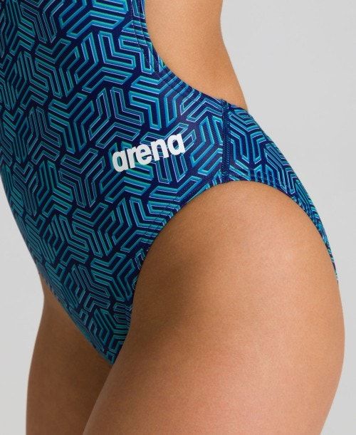 Arena Kikko Challenge Back One Piece Navy / Multicolor Green | NRMAKXD-76