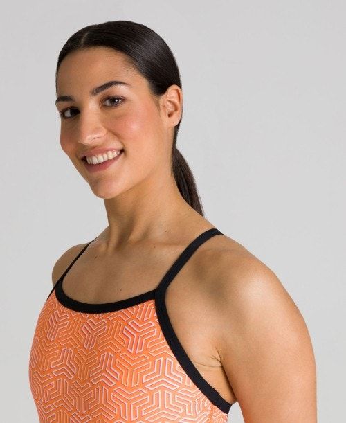 Arena Kikko Light Drop Back One Piece Black / Multicolor Orange | KNXBSEJ-32