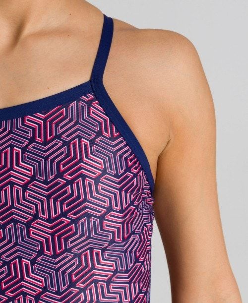 Arena Kikko Light Drop Back One Piece Navy / Multicolor Red | UOLRGZJ-03