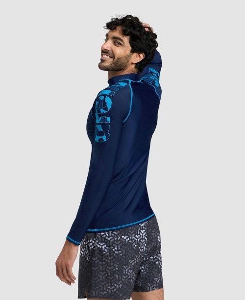 Arena Long Sleeve Rash Guard Navy / Turquoise | WSBJPGN-51