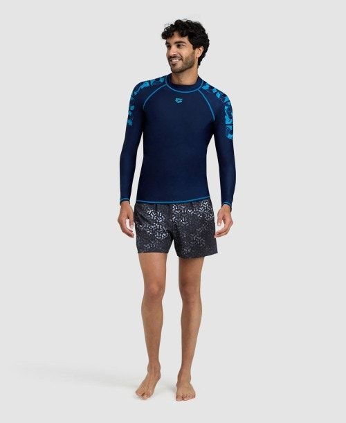 Arena Long Sleeve Rash Guard Navy / Turquoise | WSBJPGN-51