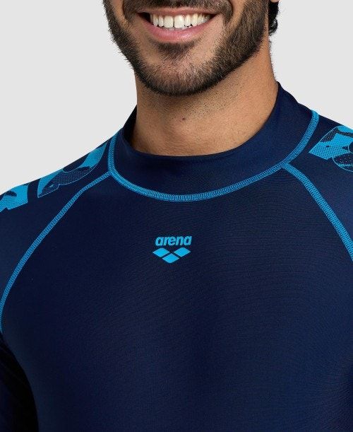 Arena Long Sleeve Rash Guard Navy / Turquoise | WSBJPGN-51