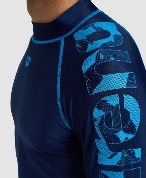 Arena Long Sleeve Rash Guard Navy / Turquoise | WSBJPGN-51