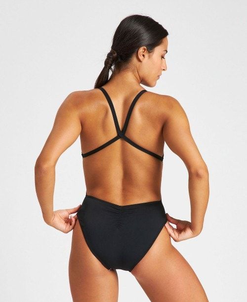 Arena Marbled Snake X Criss Cross Back One Piece Black / Black Multicolor | RQXEUAH-39