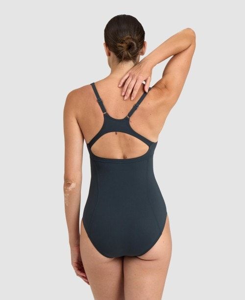 Arena Marina Eye Back One Piece Grey / Light Blue | AJEPKUM-53