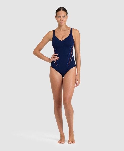 Arena Marina Eye Back One Piece Navy / Light Blue | DVURJNZ-01