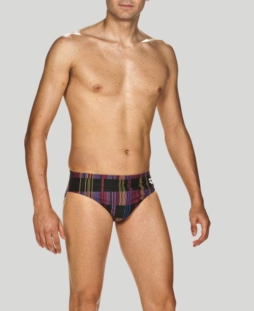 Arena Mixed Stripes Brief - Maxlife Black / Multicolor | WOAVSEI-46