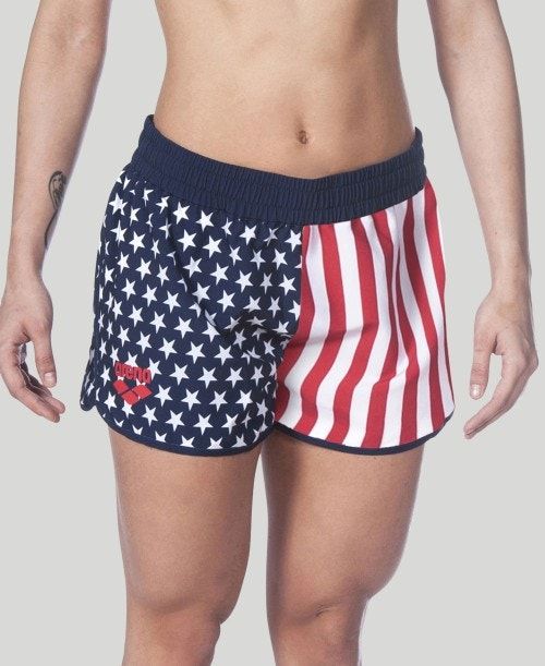 Arena Official Usa Swimming National Team Flag Print Short Multicolor | XYKAMHZ-43