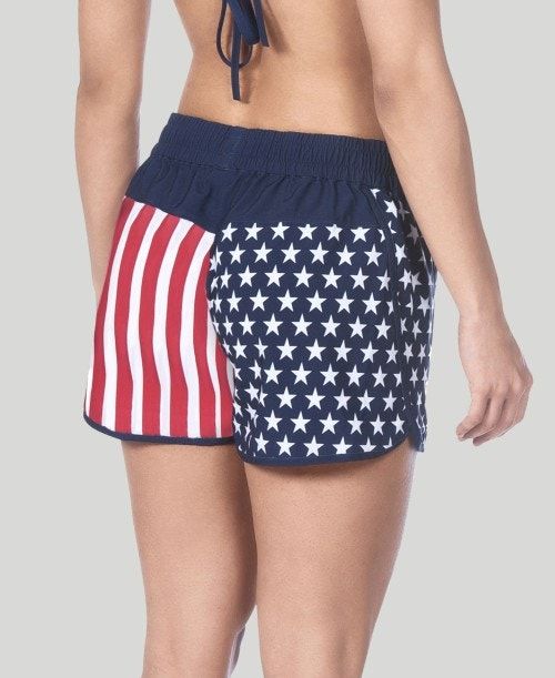 Arena Official Usa Swimming National Team Flag Print Short Multicolor | XYKAMHZ-43