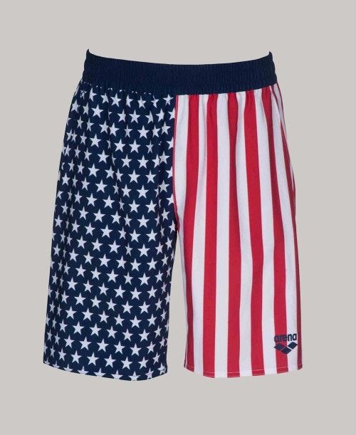 Arena Official Usa Swimming National Team Flag Print Bermuda Short Multicolor | NYPHUCL-23