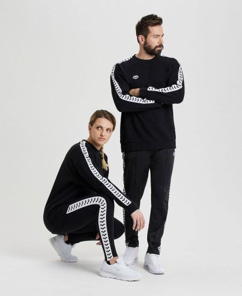 Arena Oversized Team Sweatshirt Black / White / Black | UDXVSBW-57