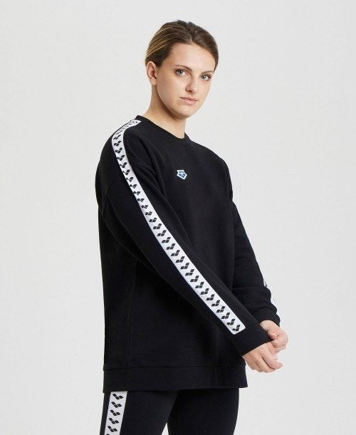 Arena Oversized Team Sweatshirt Black / White / Black | UDXVSBW-57