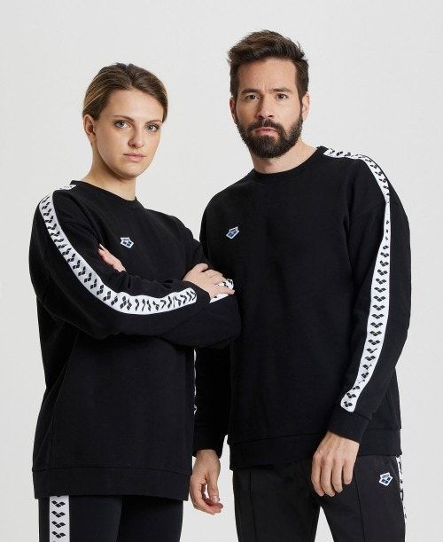 Arena Oversized Team Sweatshirt Black / White / Black | UDXVSBW-57