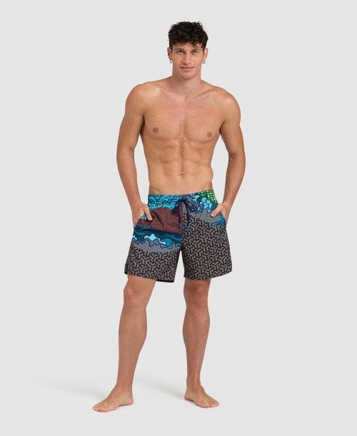 Arena Placed Beach Boxer Blue | WYRKVPN-13