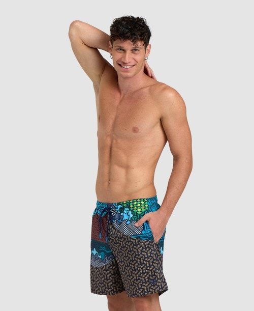 Arena Placed Beach Boxer Blue | WYRKVPN-13