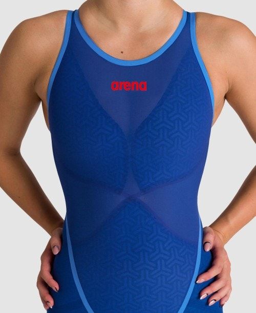 Arena Powerskin Carbon Glide Open Back Blue | LQVZKJN-30