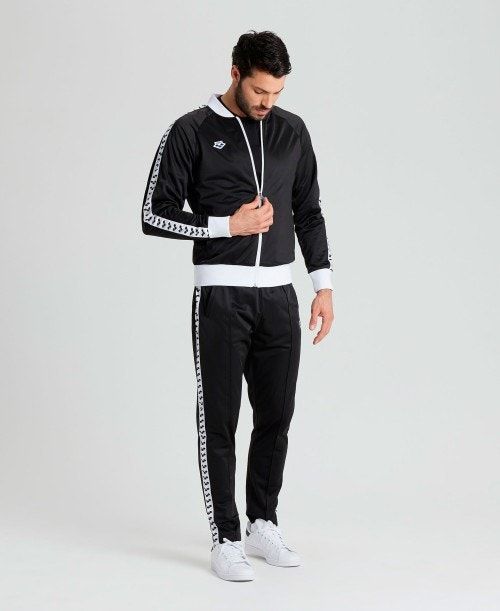 Arena Relax Iv Team Full-zip Jacket Black / White / Black | QYSHKFE-61