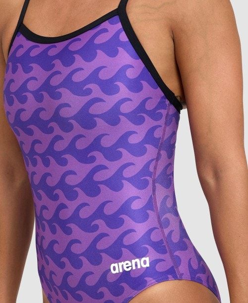 Arena Ride The Wave Light Drop Back One Piece Black / Purple | JHYFLAV-49