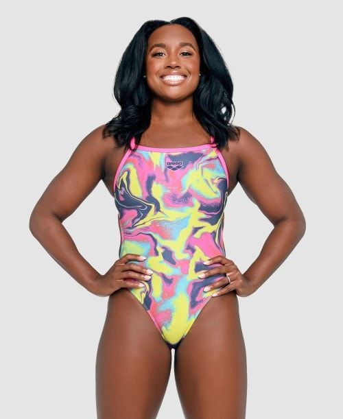 Arena Simone Manuel Capsule Collection Challenge Back One Piece Multicolor | RTNVLFC-34