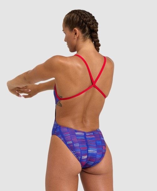 Arena Slow Motion Xcross Back One Piece Red / Blue Multicolor | MLDGWYQ-71