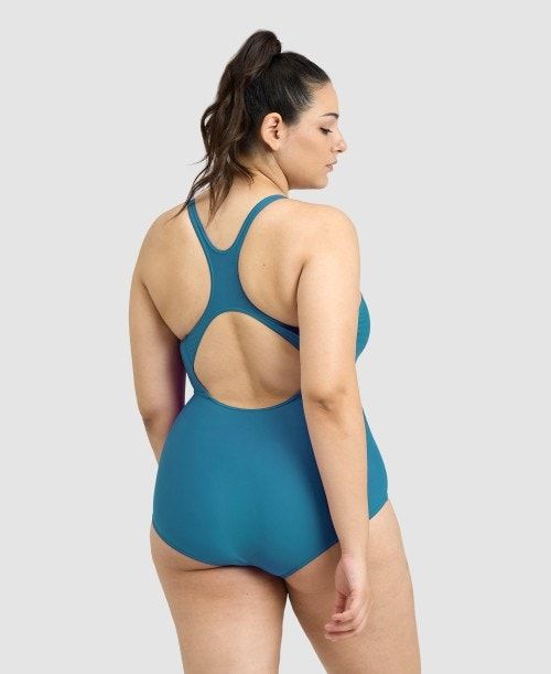 Arena Solid Control Pro Back Plus One Piece Deep Turquoise | SGQDCJY-76