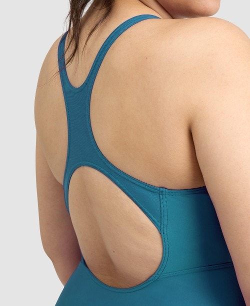 Arena Solid Control Pro Back Plus One Piece Deep Turquoise | SGQDCJY-76