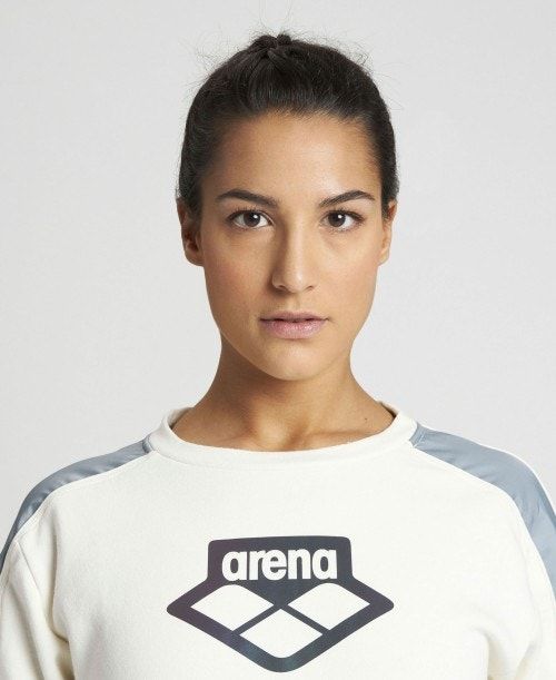 Arena Team Crew Neck Sweatshirt White / Grey | TWKPUJG-14