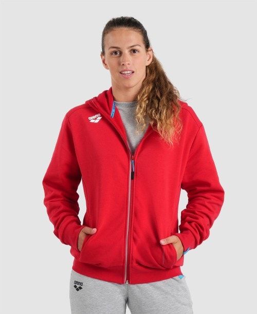 Arena Team Hooded Jacket Panel Red | PIMYUBW-64