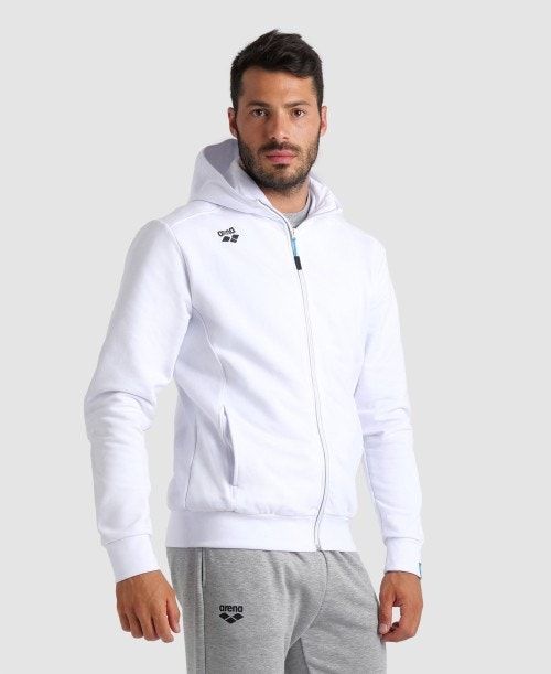 Arena Team Hooded Jacket Panel White | PKHZGWX-32