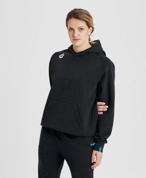 Arena Team Hooded Sweatshirt Panel Black | CBNKXAI-71