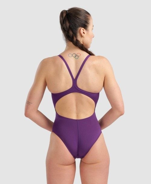 Arena Team Light Drop Back One Piece Purple / White | EHBSAGY-97