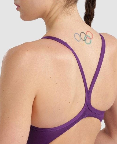 Arena Team Light Drop Back One Piece Purple / White | EHBSAGY-97