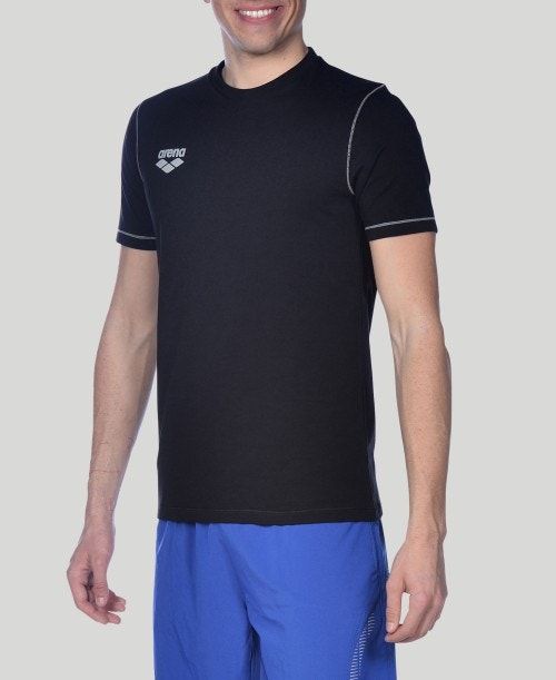 Arena Team Line Short Sleeve Tee Black | JXNTESZ-07