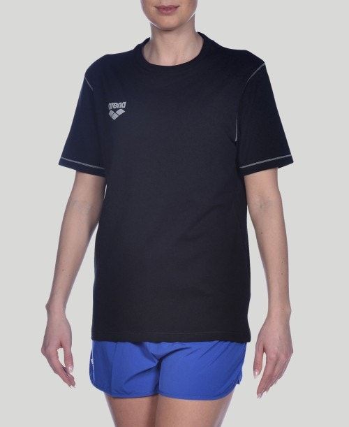 Arena Team Line Short Sleeve Tee Black | JXNTESZ-07