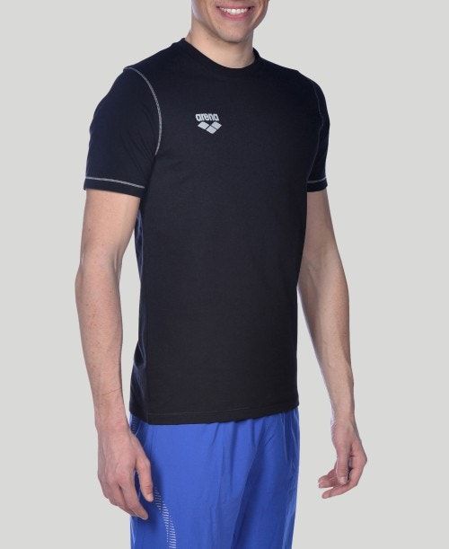 Arena Team Line Short Sleeve Tee Black | JXNTESZ-07