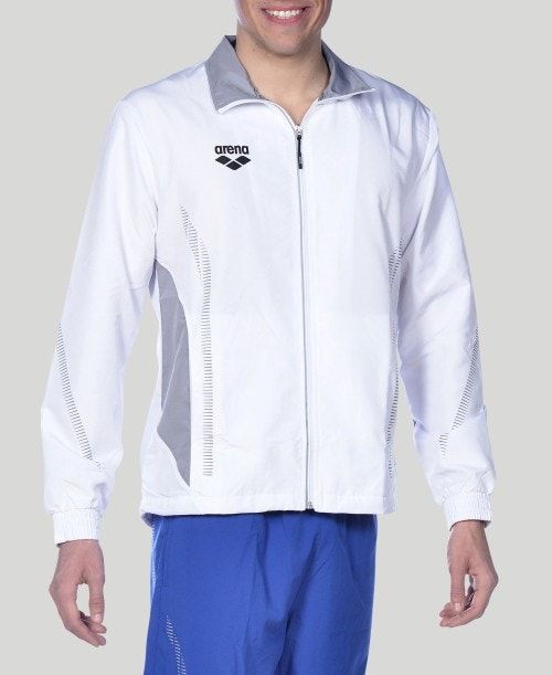 Arena Team Line Warm-up Jacket White / Grey | CLGYOPT-52