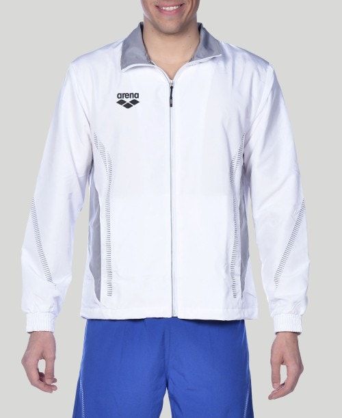 Arena Team Line Warm-up Jacket White / Grey | CLGYOPT-52