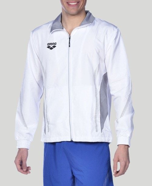 Arena Team Line Warm-up Jacket White / Grey | CLGYOPT-52