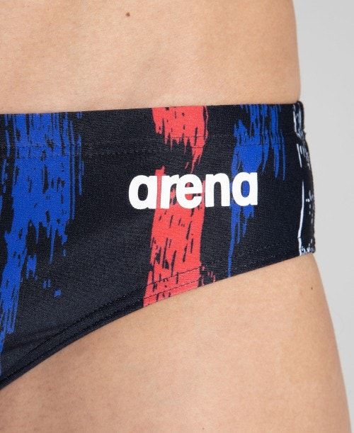 Arena Team Painted Stripes Brief Black / Multicolor White | AQYKTOG-27