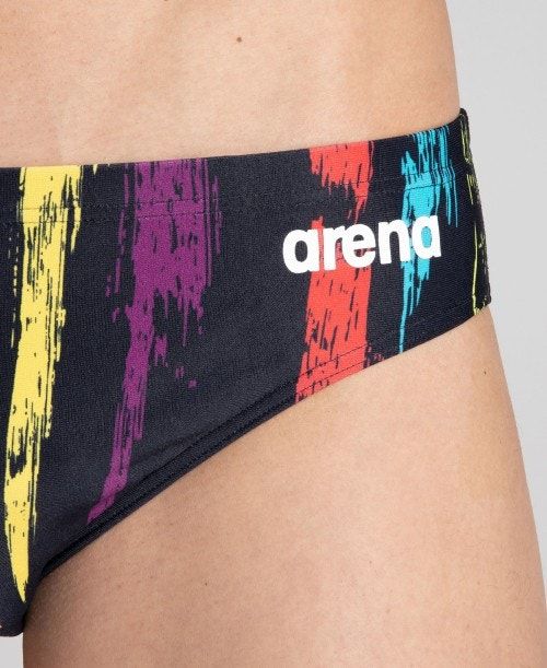 Arena Team Painted Stripes Brief Black / Multicolor Yellow | VIWBOHC-50