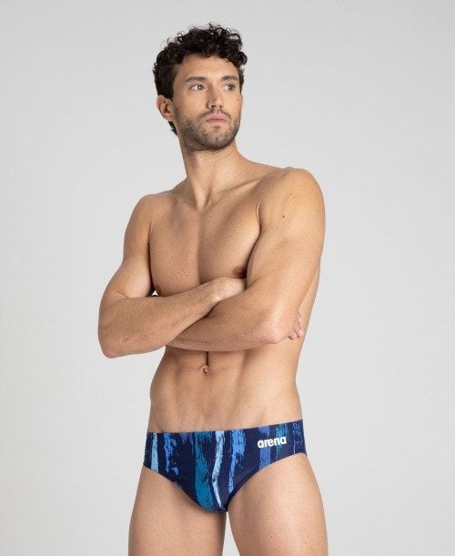 Arena Team Painted Stripes Brief Navy / Multicolor Turquoise | ALODHGJ-87