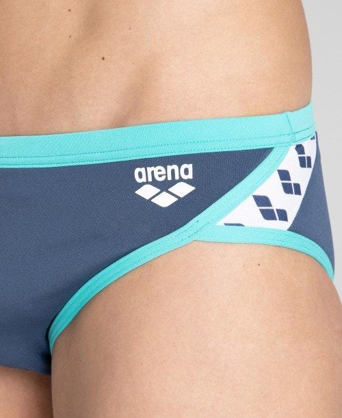 Arena Team Stripe Brief Dark Grey / Mint | EDPQJGW-65