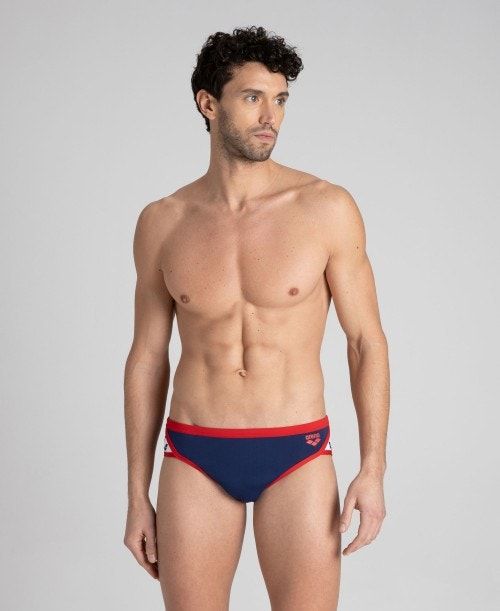 Arena Team Stripe Brief Navy / Red | VQZEWAO-97