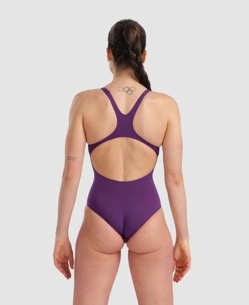 Arena Team Swim Pro Solid One Piece Purple / White | GDESJFV-83